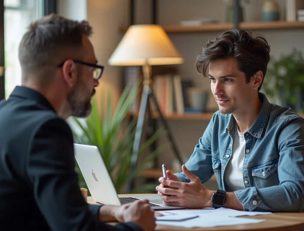 Mentor working on personal growth with employee